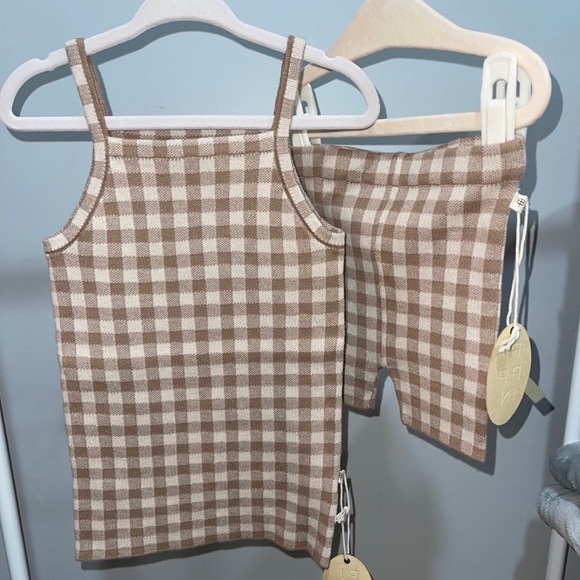 Wear pippin GINGHAM KNIT SET TAUPE - Picture 3 of 3